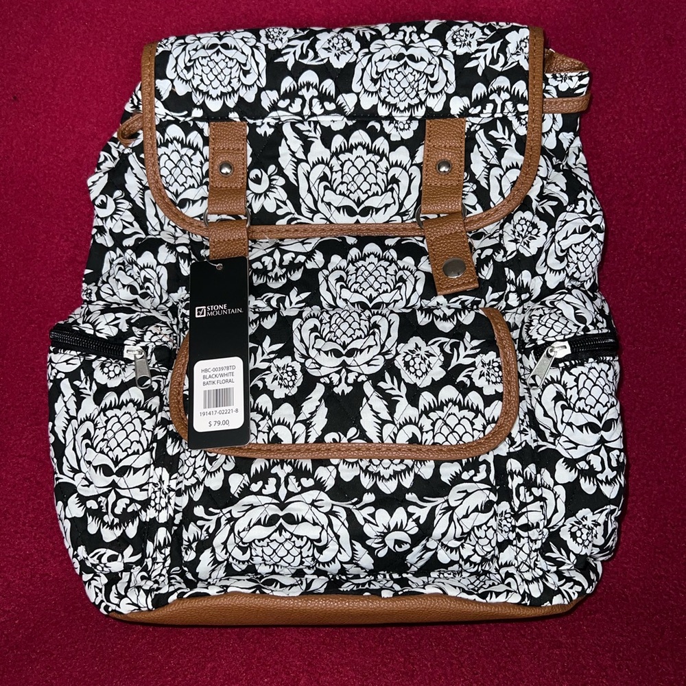 Stone Mountain Black and White Quilted Backpack**NEW W/TAGS**